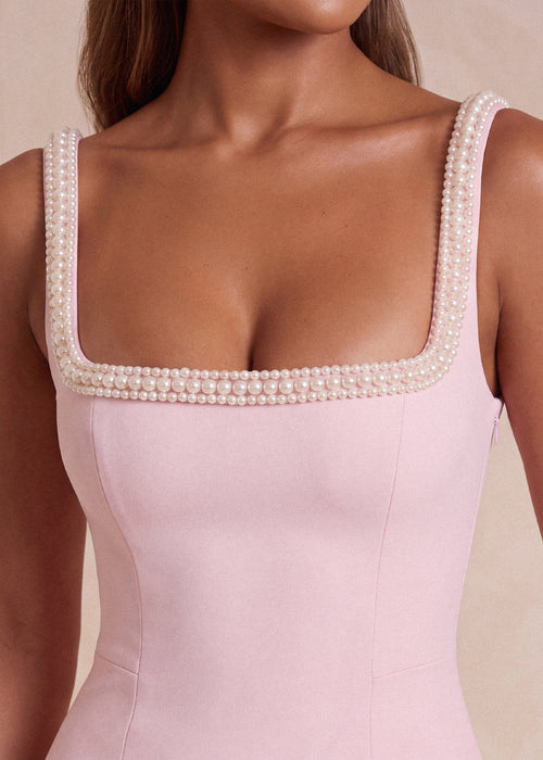 Timeless Muse Pearl Trim Mini Dress - Pink