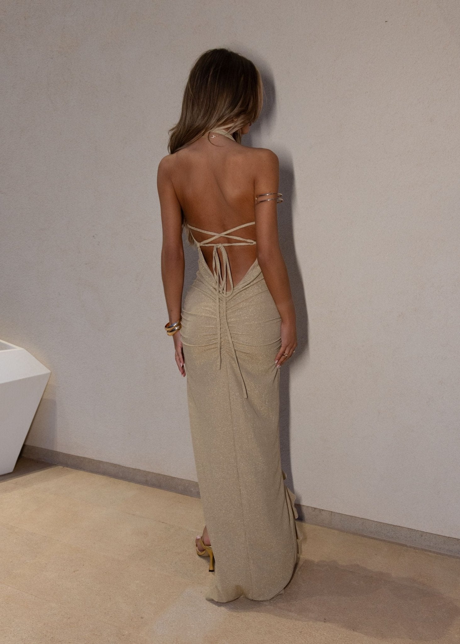 True To Form Lurex Ruffle Maxi Dress - Elegant Gold | DressMeZee Dressmezee True To Form Lurex Ruffle Maxi Dress - Elegant Gold | DressMeZee Dressmezee