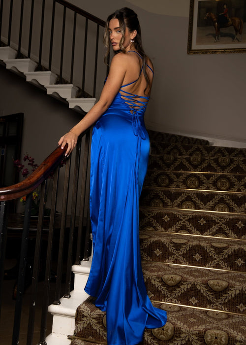 Worth Waiting For Cross Back Gown - Blue - Dressmezee