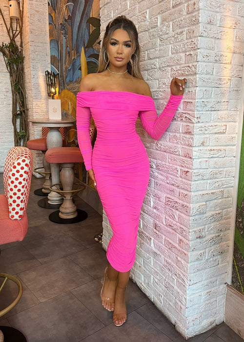 Tammy Midi Dress - Hot Pink