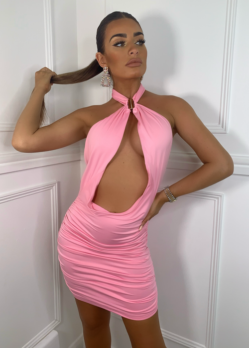 Dream Scene Open Front Dress - Pink