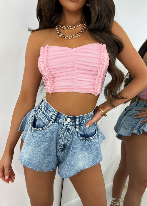 Frill Got It Denim Shorts