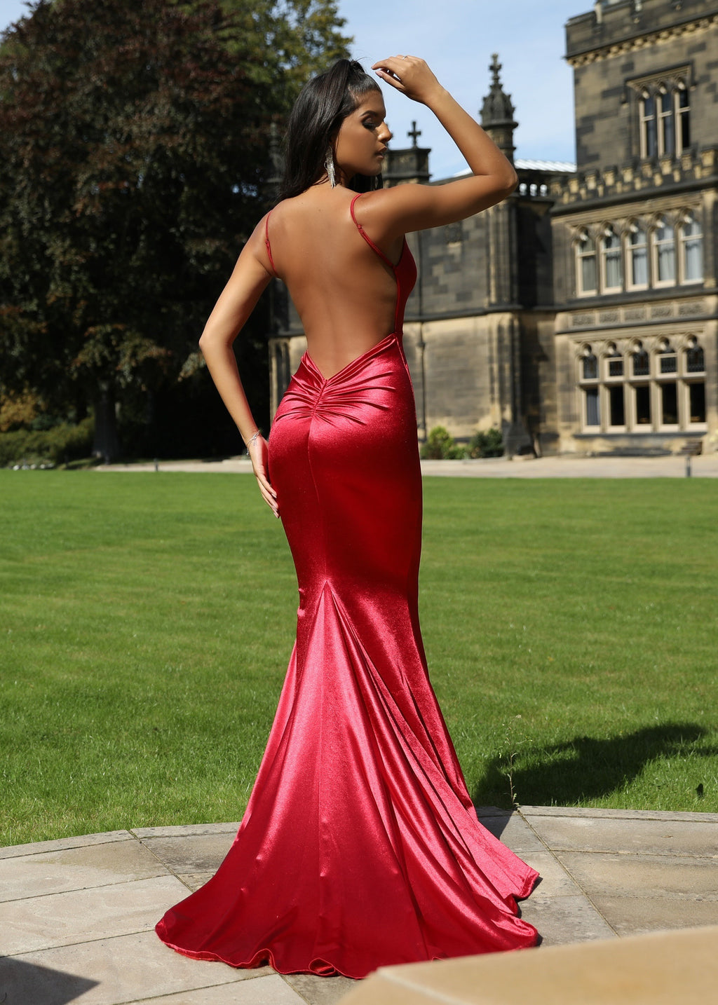 MÉLANI The Label CELINA Red Bum Ruched Backless Dress