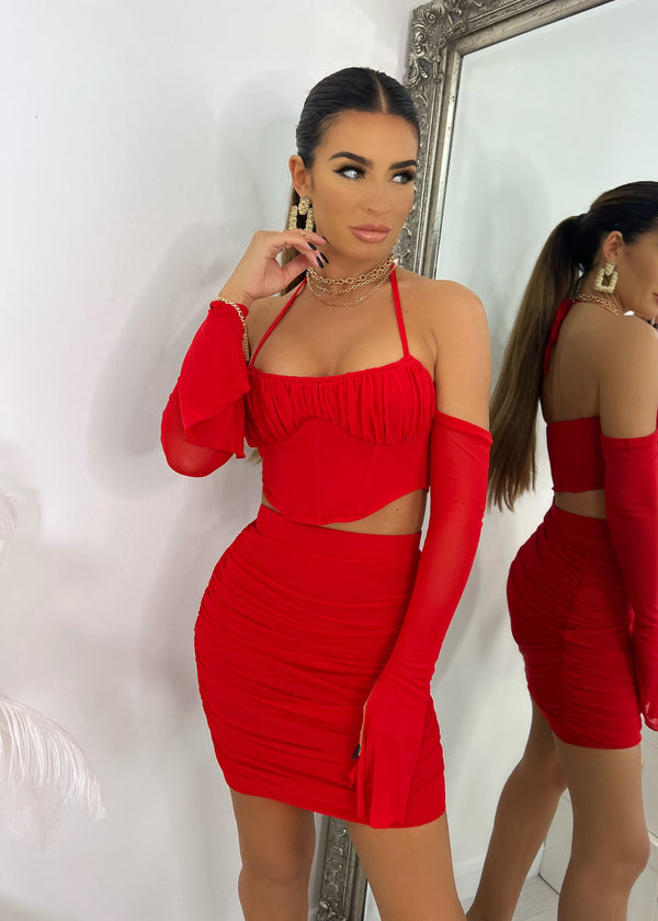 Sharon Mesh Two Piece - Red
