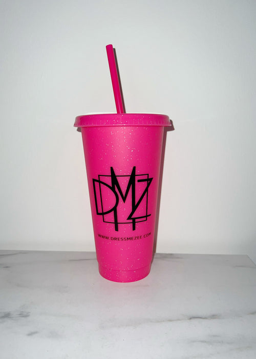 DMZ Cold Cup With Straw 710ml - Pink Glitter