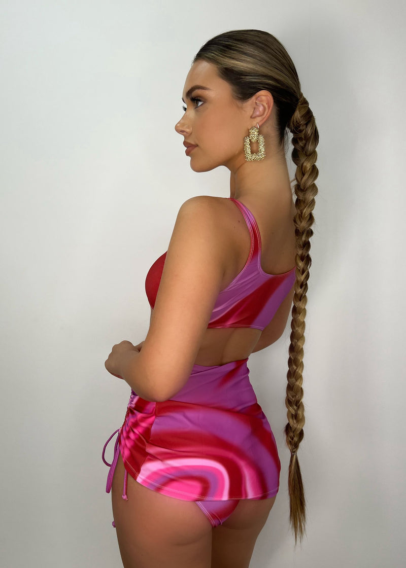 Oceania Print Swimsuit & Skirt Set - Pink Multi
