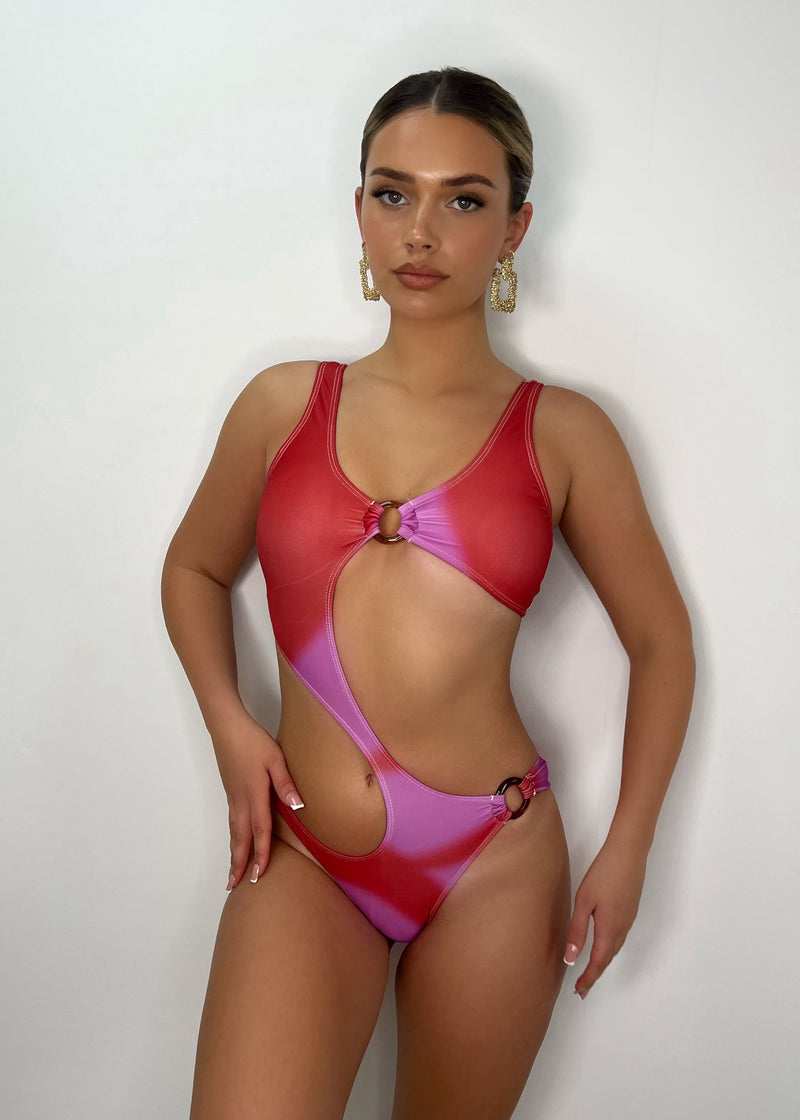 Oceania Print Swimsuit & Skirt Set - Pink Multi