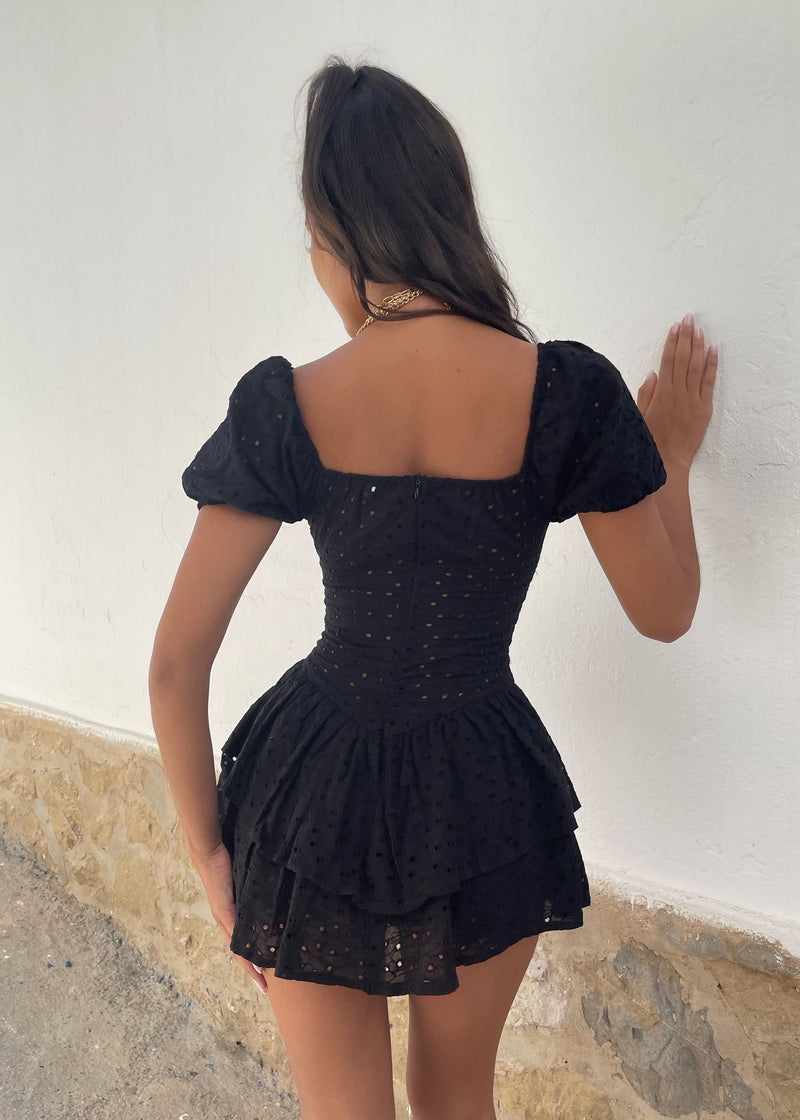 Didi Broderie Mini Dress - Black