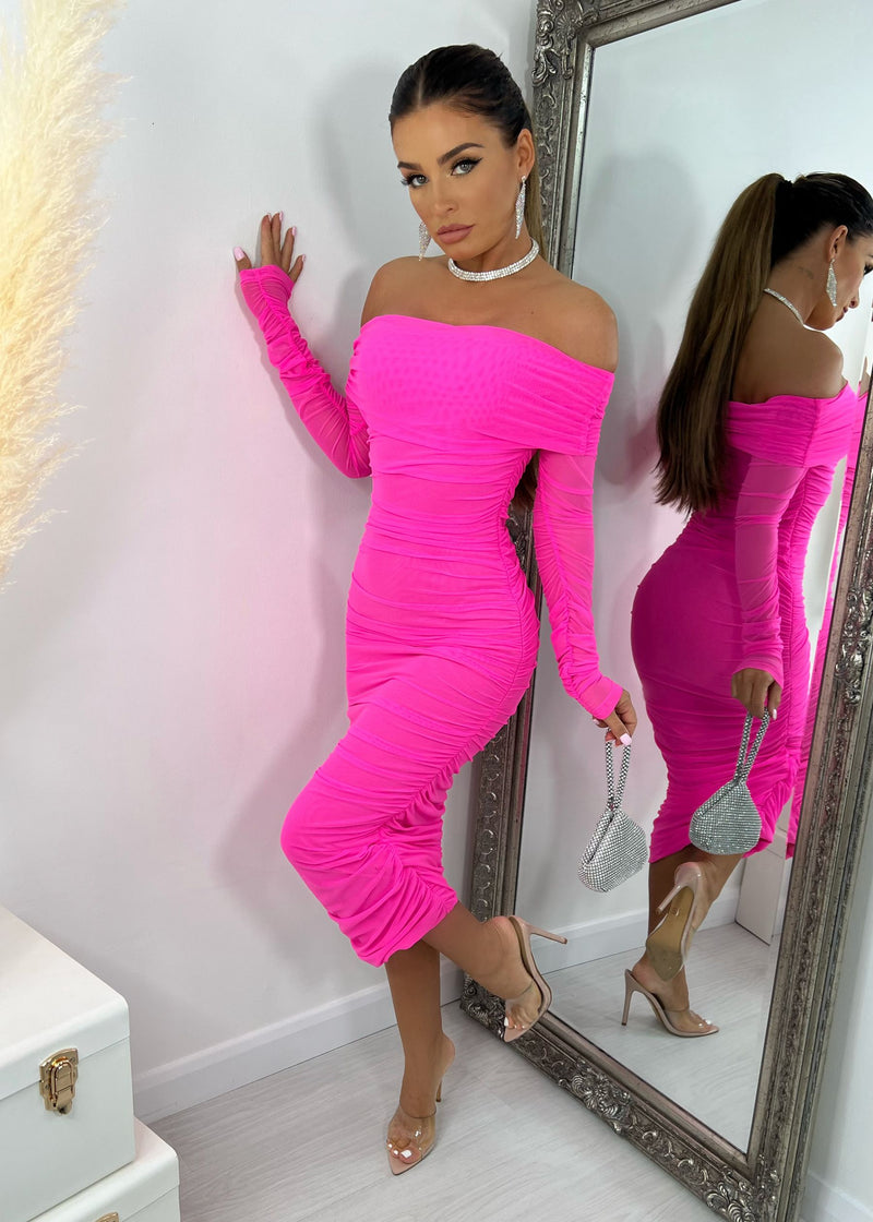 Tammy Midi Dress - Hot Pink