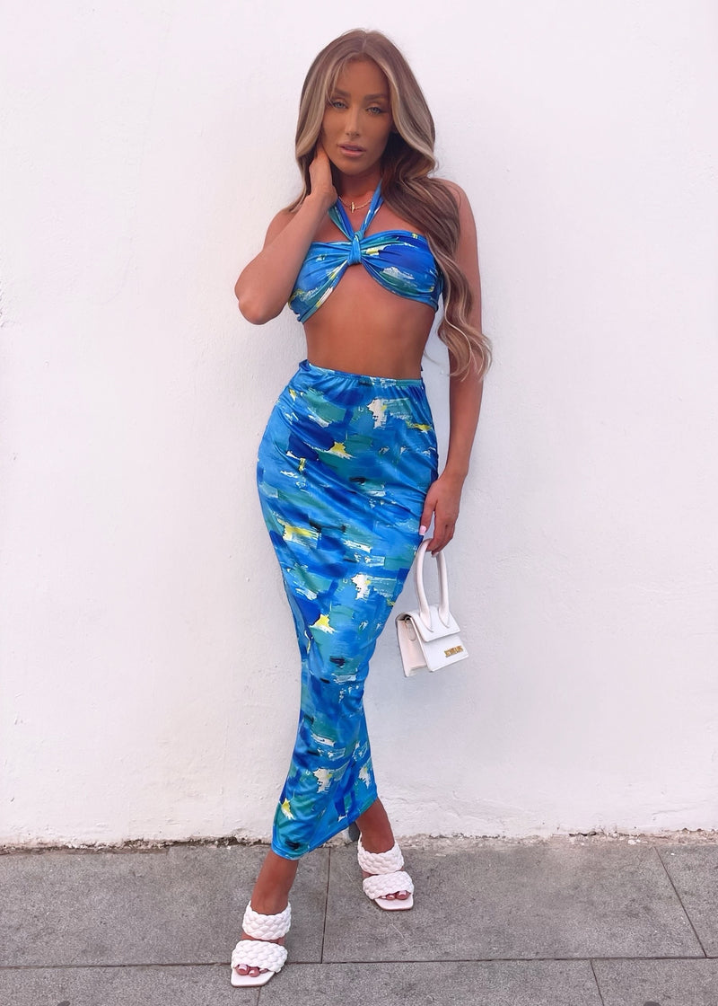 Tropical Waters Print Two Piece - Blue Multi